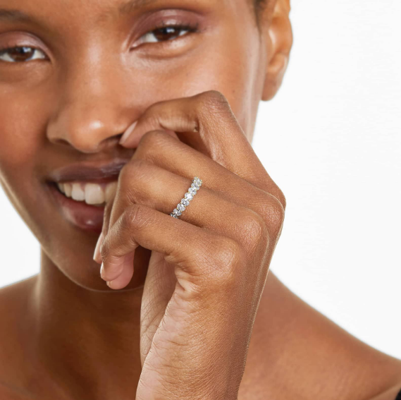 Eternity Ring With 2 CTW Oval Cut Diamonds In 14K Yellow Gold